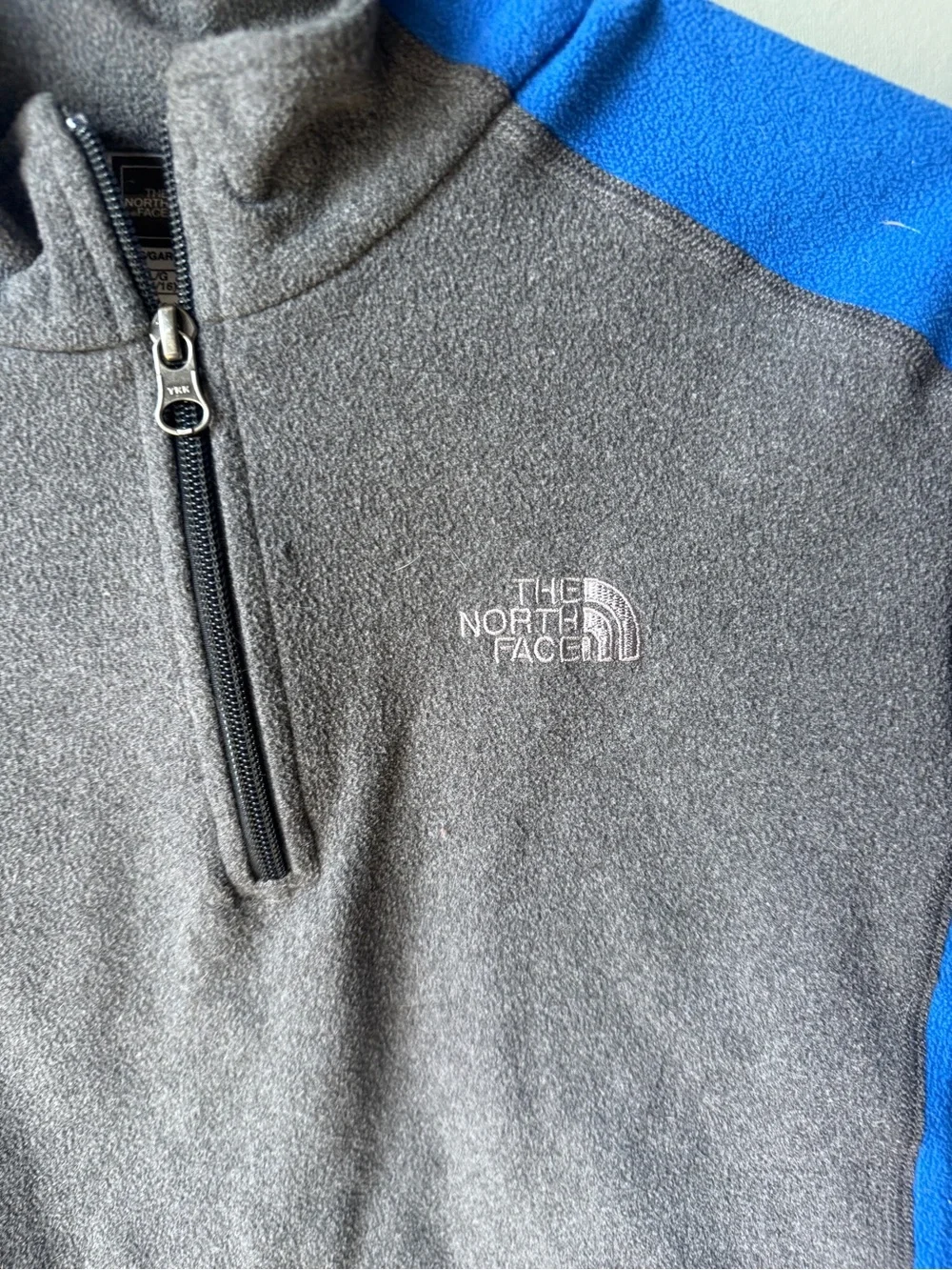 The North Face Boys Glacier 1/4 Zip Fleece Pullover Gray Blue Size L 14/16